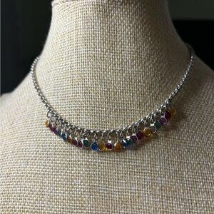 Multicoloured crystal stone charms necklace